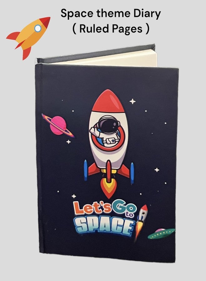 Le Delite Kids Space astronaut planet Theme Stationery Gift Set Combo Return Gift Box (7 Items) Diary, Pouch,Eraser, Pen,Pencil,Keychain & badge For Kids Boys & Girls Return Gift (MULTI) - Image 4